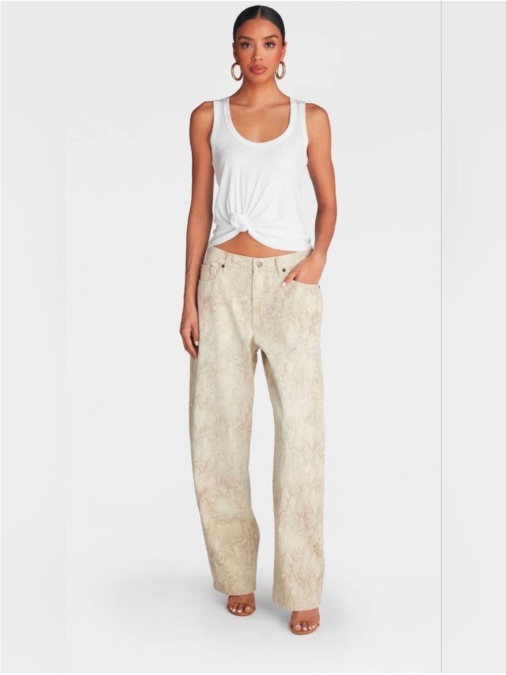 KBB BY KAHLANA Women’s Snakeskin Print Barrel Leg Jeans NWT
